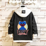 Comic Denim Jacket Men and Women Fashion Hooded Denim Jacket Spring and Autumn
