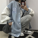 Baby Blue Varsity Jacket Winter Loose Jacket Casual Jacket for Male and Female Students