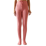Women Christmas Santa Claus Leggings Autumn Warm Thick Leggings Foot Cover Skinny Pants Ribbed Stretch Knit Elastic Pilates