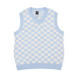 Men Sweater Vest Color Matching Plaid Sweater Vest Vest Men's Loose V-neck Sleeveless Waistcoat Sweater Coat