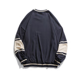 Preppy Aesthetic Sweatshirt Casual Contrast Color Stitching Spring and Autumn Sweater Men and Women Loose