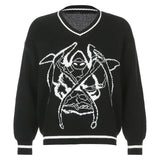 Preppy Aesthetic Sweater Heart V-neck Loose Fashion Knitwear