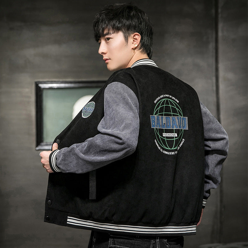 Corduroy Varsity Jacket Corduroy Jacket Men's Spring and Autumn Baseball Uniform Sports Jacket Top