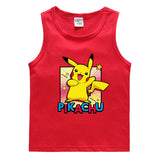 Children Pokemon Pikachu T Shirt Cotton Leisure Sports Sweat-Absorbent Vest