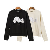 Palm Angels Sweatshirts Angel Broken Bear Embroidered Crew Neck Loose Coat
