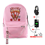 Stranger Things Hellfire Club Backpack Anime Peripheral Stranger Things Backpack Travel Bag USB Charging