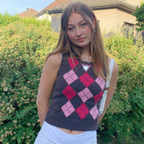 Preppy Aesthetic Sweater Autumn Short Vest Top for Women