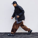 Mens Corduroy Pants Japanese Cityboy Autumn and Winter Thick Male Wide Leg Loose Casual Trousers
