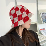 Check Beret Hat Loose Plaid Bucket Hat Women's Casual