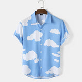 Men Hawaii Shirts Summer Loose Beach Lining