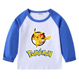 Children Pokemon Pikachu Hoodie Spring and Autumn Children's T-shirt round Neck