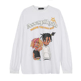 Mens Fall Outfits Figure Printed Crew Neck Sweatshirt Loose Spring and Autumn Long Sleeve T-shirt Top