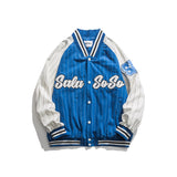 Baby Blue Varsity Jacket Autumn Leisure Baseball Clothing Baggy Coat Male