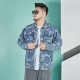 Paisley Denim Jacket plus Size Men's Loose Denim Jacket