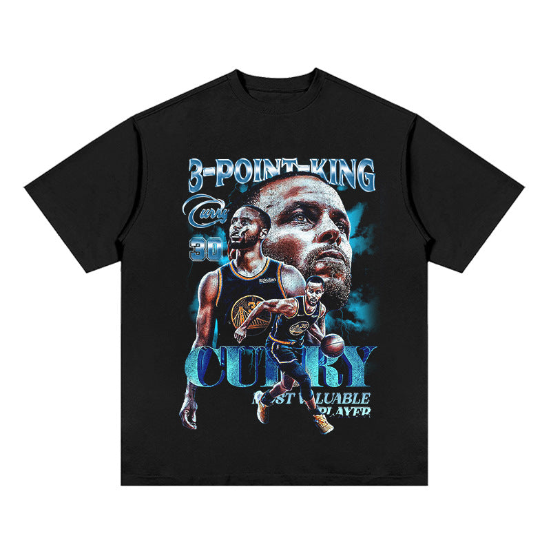 Stephen Curry Shirt Curry Portrait Printing Short Sleeve T-shirt Loose Heavy Small Neckline