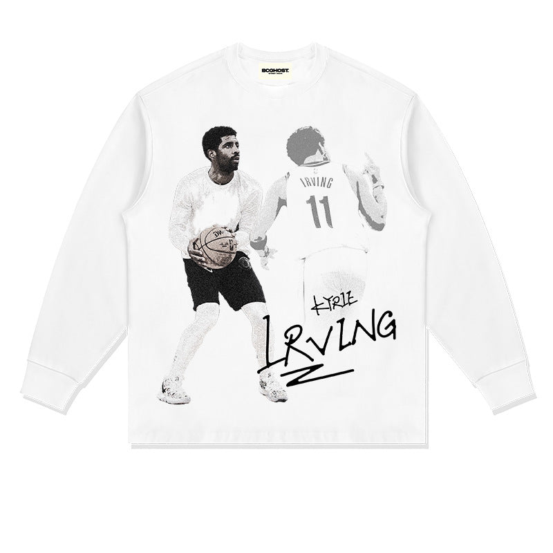 Kyrie Irving Shirt Kyrie Irving Printed Long Sleeve T-shirt Cotton round Neck