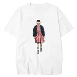 Stranger Things T Shirt White round Neck Short Sleeve Digital Printing