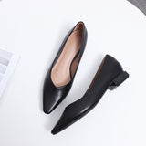 Nude Block Heels Closed Toe Chunky Heel Pumps Women's Flat Shoes Spring Autumn