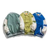 Baby Blue Varsity Jacket Baseball Uniform Color Contrast Patchwork Boys Jacket