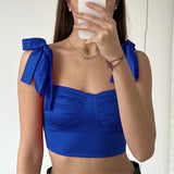 Women Rave Outfits Tops Low-Cut Sexy Pleated Women's Clothing