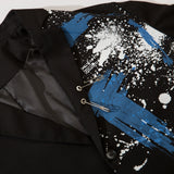Men's Casual Suit Man Blzer Paint-Splashing Style Graffiti Burr Stitching Suit Jacket Men Loose Lapels Casual Small Suit