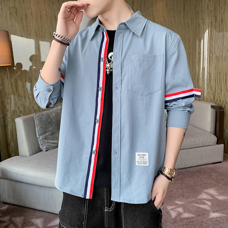 White Work Shirts Men's Autumn Japanese Casual Long Sleeve Shirt Spring and Autumn Top Coat