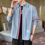 White Work Shirts Men's Autumn Japanese Casual Long Sleeve Shirt Spring and Autumn Top Coat