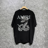 Amiri T Shirt Printed Casual Hip Hop round Neck Short Sleeve T-shirt