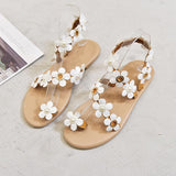 Women Open Toe Sandals Flats Summer Fashion Flower Beach Sandals for Women