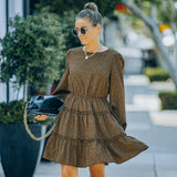 Women Fall Outfits Long Sleeve Floral Fashion Dress Female Autumn Winter A- line Skirt