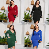 Nina Parker Black Dress Sexy Slim Long Sleeve Dress plus Size