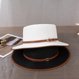 Italian Fedora Hats Short Brim Straw Hat Women's Summer Top Hat