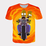 Homer Simpson Shirt Summer Print Casual Loose Short Sleeves