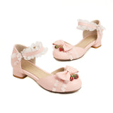 Flat Dress Sandals Spring/Summer Low Heel Round Toe Bowknot Buckle Sandals for Women