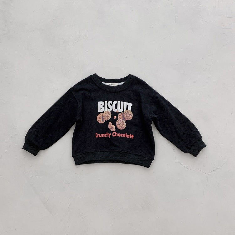 Spring Tops Children 'S Long-Sleeved Vintage Print Printed Sweater