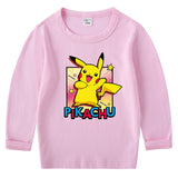 Children Pokemon Pikachu Hoodie Cotton Crew Neck T-shirt