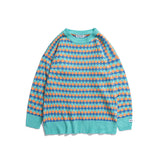 Mens Fall Outfits High Street Striped Couple Knitwear Sweater Simple Retro Crew Neck