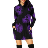 Skull Dress Casual Hooded Sweater Long Skull Printed Long Sleeve Pocket
