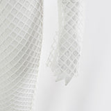 Spring Sexy round Neck Midriff Outfit Long Sleeve Slim-Fit Hollow-out Ankle-Tied Mesh Jumpsuit