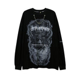 Mens Fall Outfits Autumn Portrait Graffiti Printing Long Sleeve T-shirt Men Oversize