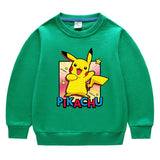 Children Pokemon Pikachu Hoodie Solid Color Cotton Sweater Neutral
