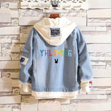Comic Denim Jacket Bad Bunny Cartoon Printed Denim Spring and Autumn Men's Loose Jacket