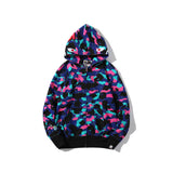 Shark Print Hoodie Tide Brand Galaxy Travel Notes Camouflage Sweater