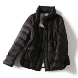 Women Winter Coats Puffer Jacket down Coat Stand Collar Double Pocket Single Breasted White Duck down Jacket Coat for Women