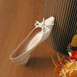 Nude Block Heels Closed Toe Women's Autumn Low Heel Square Toe Shoes