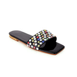 Flat Dress Sandals Flat Square Toe Large Size Hollow Candy-Colored Sandals