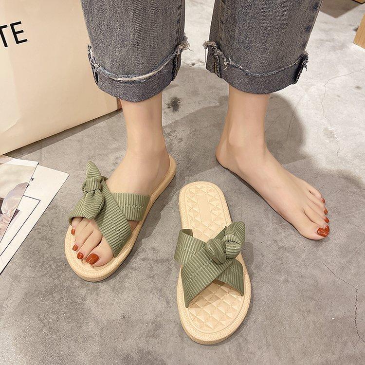 Women Open Toe Sandals Flats Summer Bowknot Fashion Cross Sandals