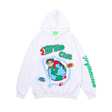 Mens Fall Outfits Hooded Long Sleeve Sweater Men's and Women's Pullover Cartoon Foam Printed Loose Top