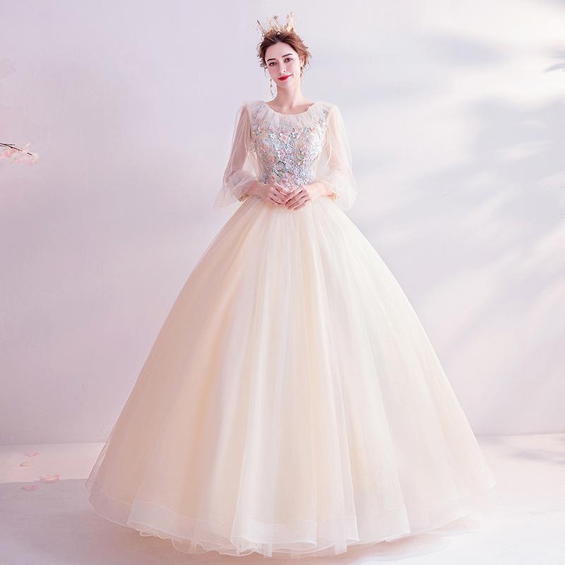 Women'S Evening Dress Ball Gown Princess Quinceanera Wedding Dresses Photography Champagne Banquet Bridal Wedding Dress Women