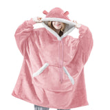 Hoodies Blankets Flannel Hoodie Blanket with Ears Home Warm